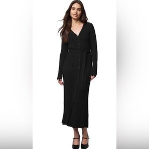 Splendid Cashblend Button-Down Black Long Sleeve Dress